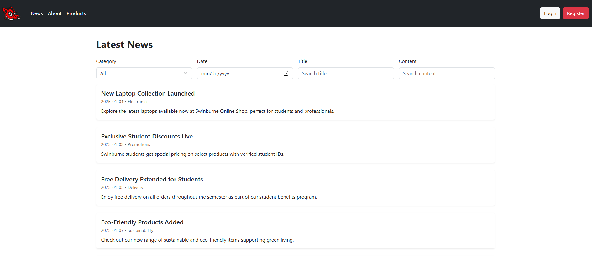Swinburne Online Shop project preview 2
