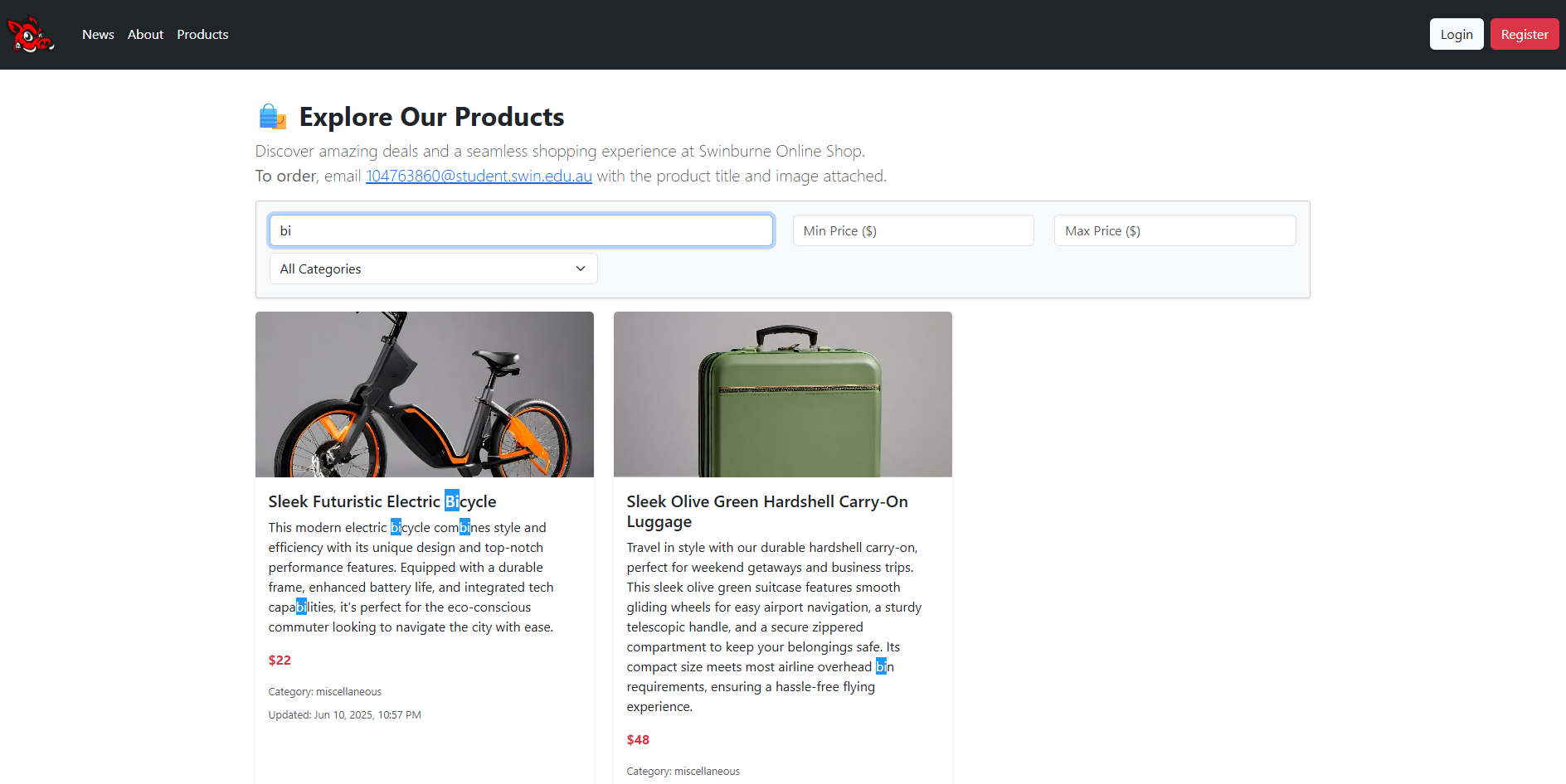 Swinburne Online Shop project preview 3